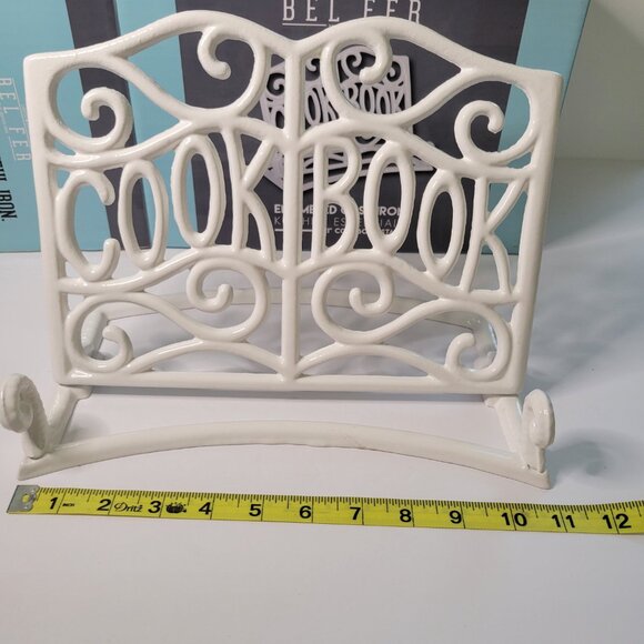 Belfer Enameled Cast Iron Cookbook Stand 11" Open Box White NWOT - Picture 8 of 9